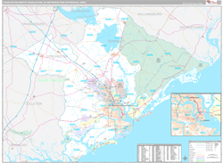 Charleston-North Charleston Metro Area Wall Map Premium Style 2024